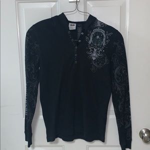 Harley Davidson Bedazzle Thermal Hoodie Navy Large